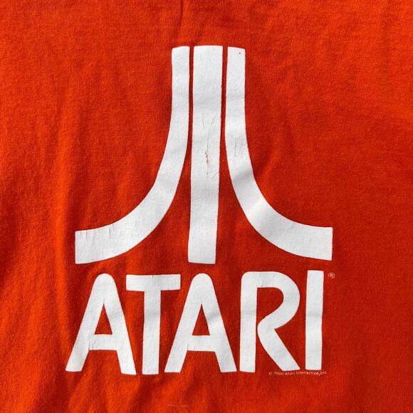 Atari Orange White Ringer T-shirt Changes Preshrunk Size LARGE Made in Canada - Picture 5 of 5